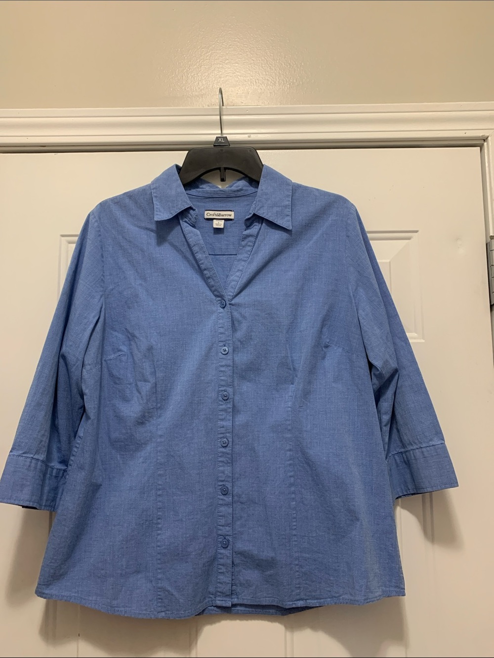 3/$15 croft & barrow Cotton Light Blue Button-Down Shirt Size Large